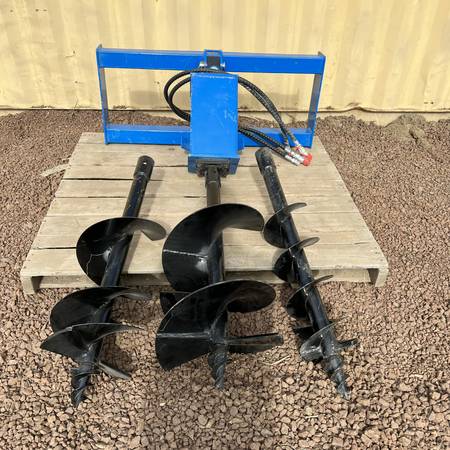 FULL SIZE SKID STEER AUGER WITH 3 BITS (8"/12"/16")