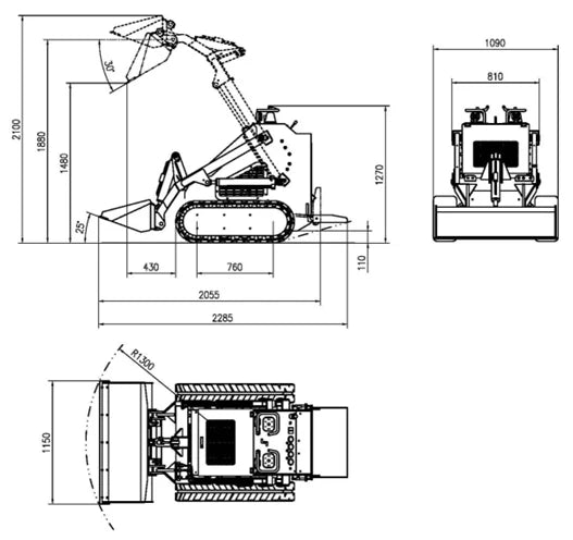 MINI SKID STEER. AGT LRT23 WITH 23HP V TWIN ENGINE AND AUX HYDRAULICS