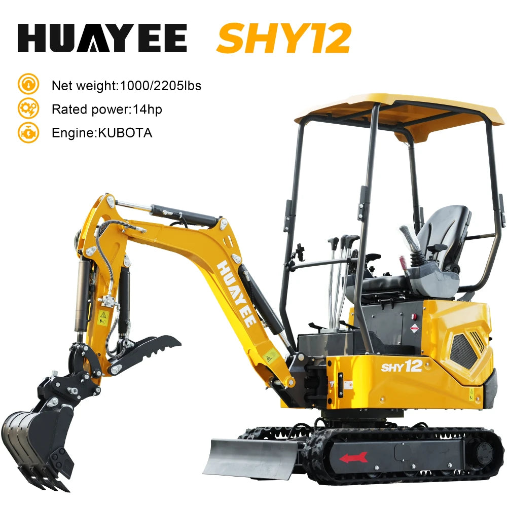 HUAYEE SHY12 MINI EXCAVATOR W/ KUBOTA D722. LOADED WITH FEATURES