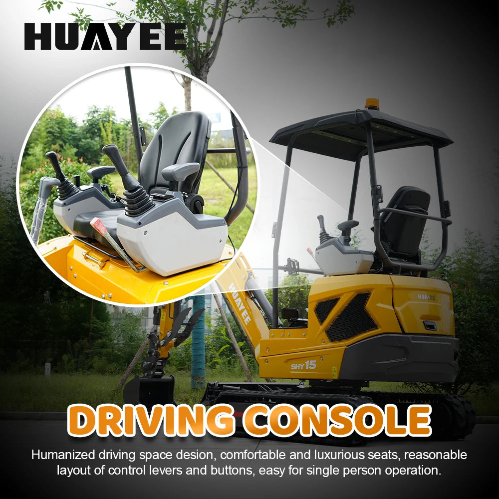 HUAYEE SHY15 MINI EXCAVATOR W/KUBOTA DIESEL AND LOADED WITH FEATURES