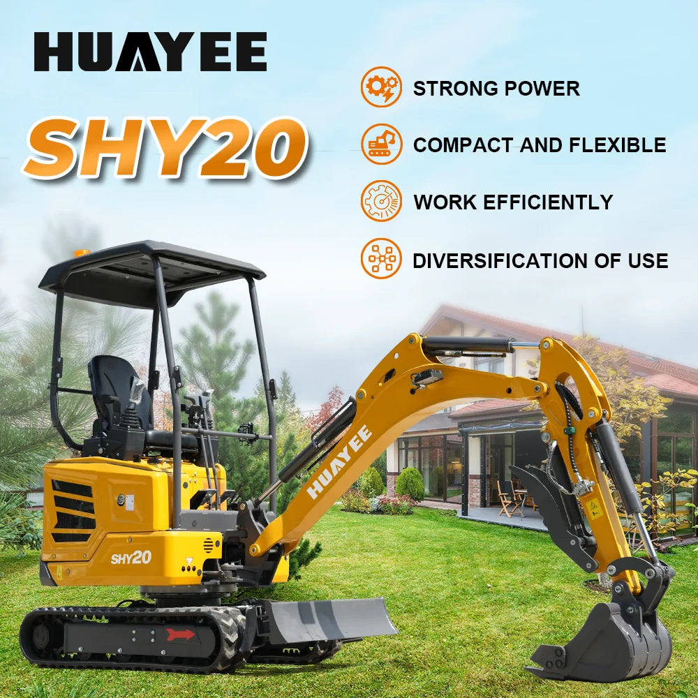 HUAYEE SHY20 MINI EXCAVATOR W/ KUBOTA D902 DIESEL ENGINE & LOADED W/ FEATURES