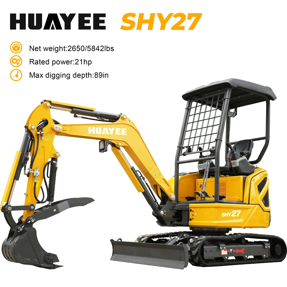 HUAYEE SHY27 MINI EXCAVATOR W/ KUBOTA D1105 ENGINE & LOADED WITH FEATURES