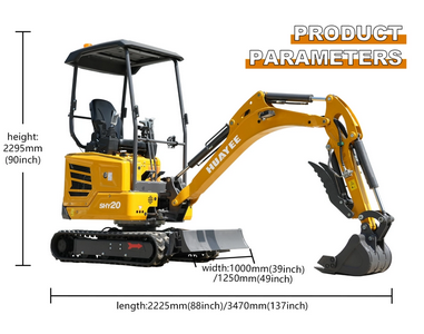 HUAYEE SHY20 MINI EXCAVATOR W/ KUBOTA D902 DIESEL ENGINE & LOADED W/ FEATURES